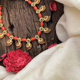 Vriksham Tribal Royalty Coral & Gold Manga Bead Neckpiece-G20639